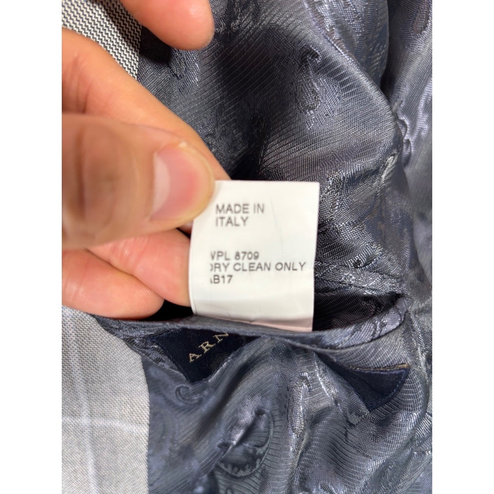 Arnold Brant Mens 46R Grey Windowpane Bamboo Blazer Sport Coat Made in Italy - Picture 4 of 8
